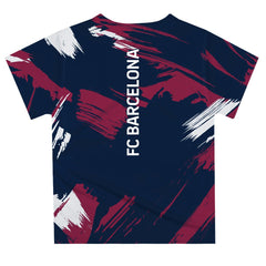 Barcelona Vive La Fete Youth Paint Brush T-Shirts - Navy