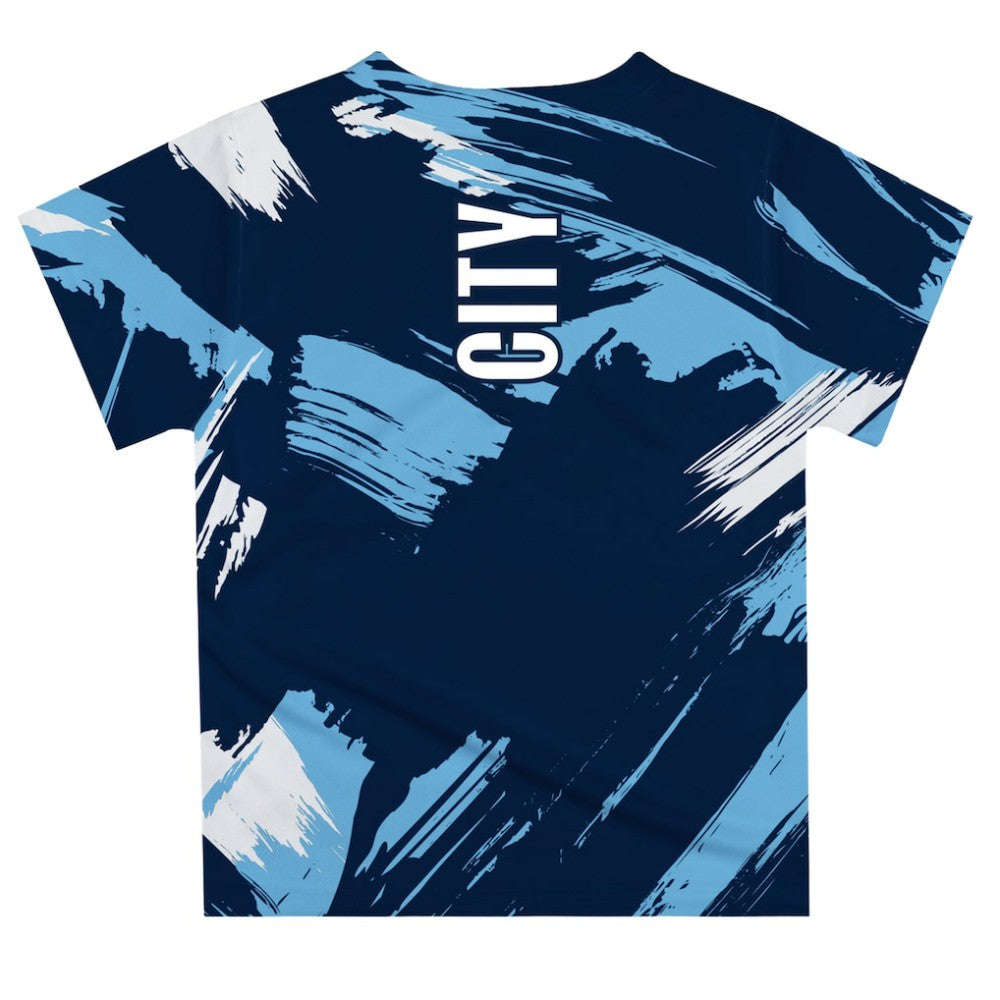 Manchester City Vive La Fete Youth Paint Brush T-Shirts - Navy