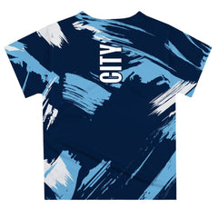 Manchester City Vive La Fete Youth Paint Brush T-Shirts - Navy