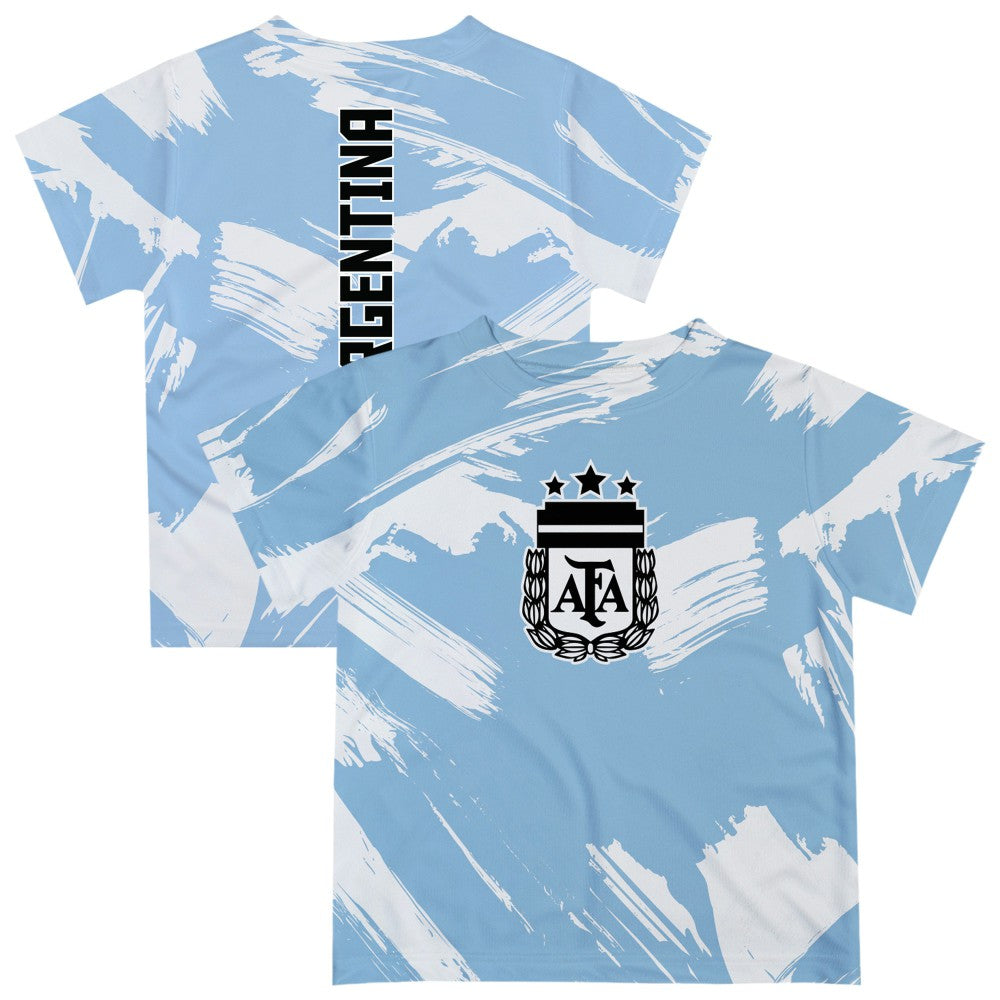 Argentina National Team Vive La Fete Youth Paint Brush T-Shirts - Light Blue