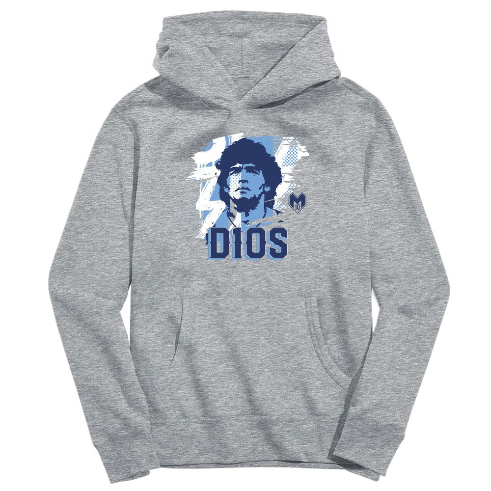 Diego Maradona Argentina National Team Vive La Fete Youth D10S Pullover Hoodie - Gray