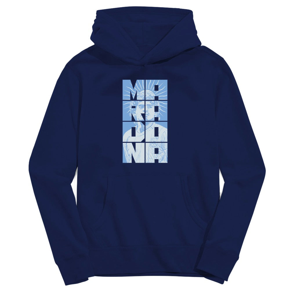 Diego Maradona Argentina National Team Vive La Fete Youth Portrait Pullover Hoodie - Navy