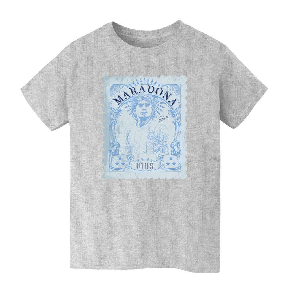 Diego Maradona Argentina National Team Vive La Fete Youth Vintage Stamp T-Shirts - Gray