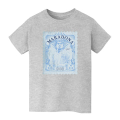 Diego Maradona Argentina National Team Vive La Fete Youth Vintage Stamp T-Shirts - Gray
