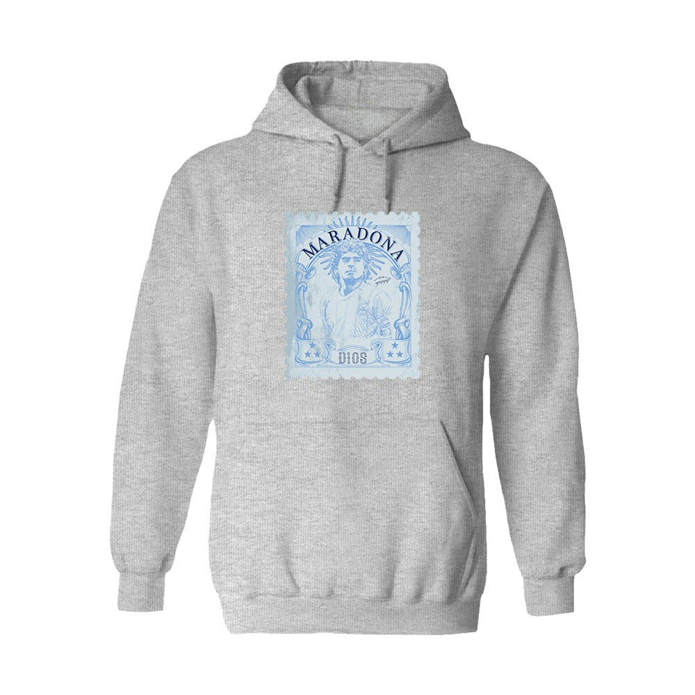 Diego Maradona Argentina National Team Vive La Fete Women's Vintage Stamp Pullover Hoodie - Gray