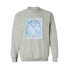 Diego Maradona Argentina National Team Vive La Fete Vintage Stamp Sweatshirt - Gray