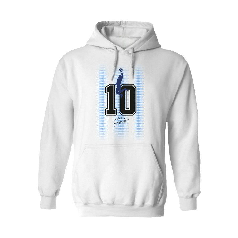Diego Maradona Argentina National Team Vive La Fete Number & Signature Hoodie - White