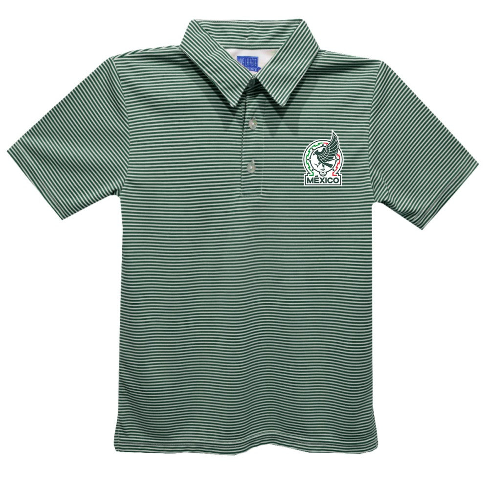 Mexico National Team Vive La Fete Youth Pencil Stripe Polo - Green