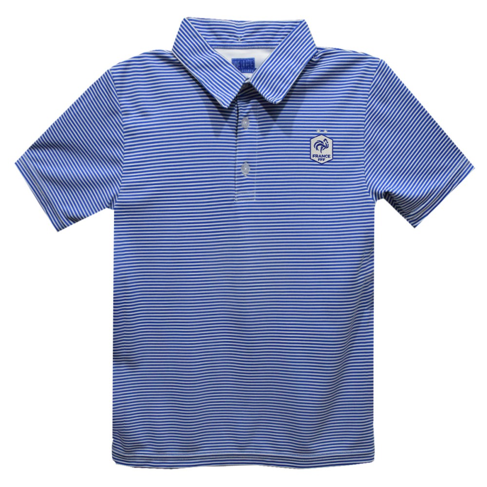 France National Team Vive La Fete Youth Pencil Stripe Polo - Royal