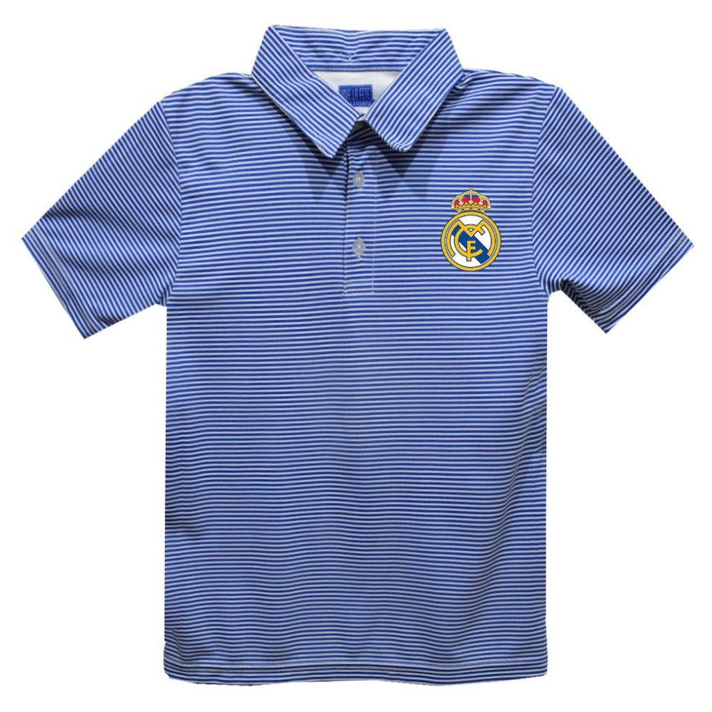 Real Madrid Vive La Fete Youth Pencil Stripe Polo - Royal