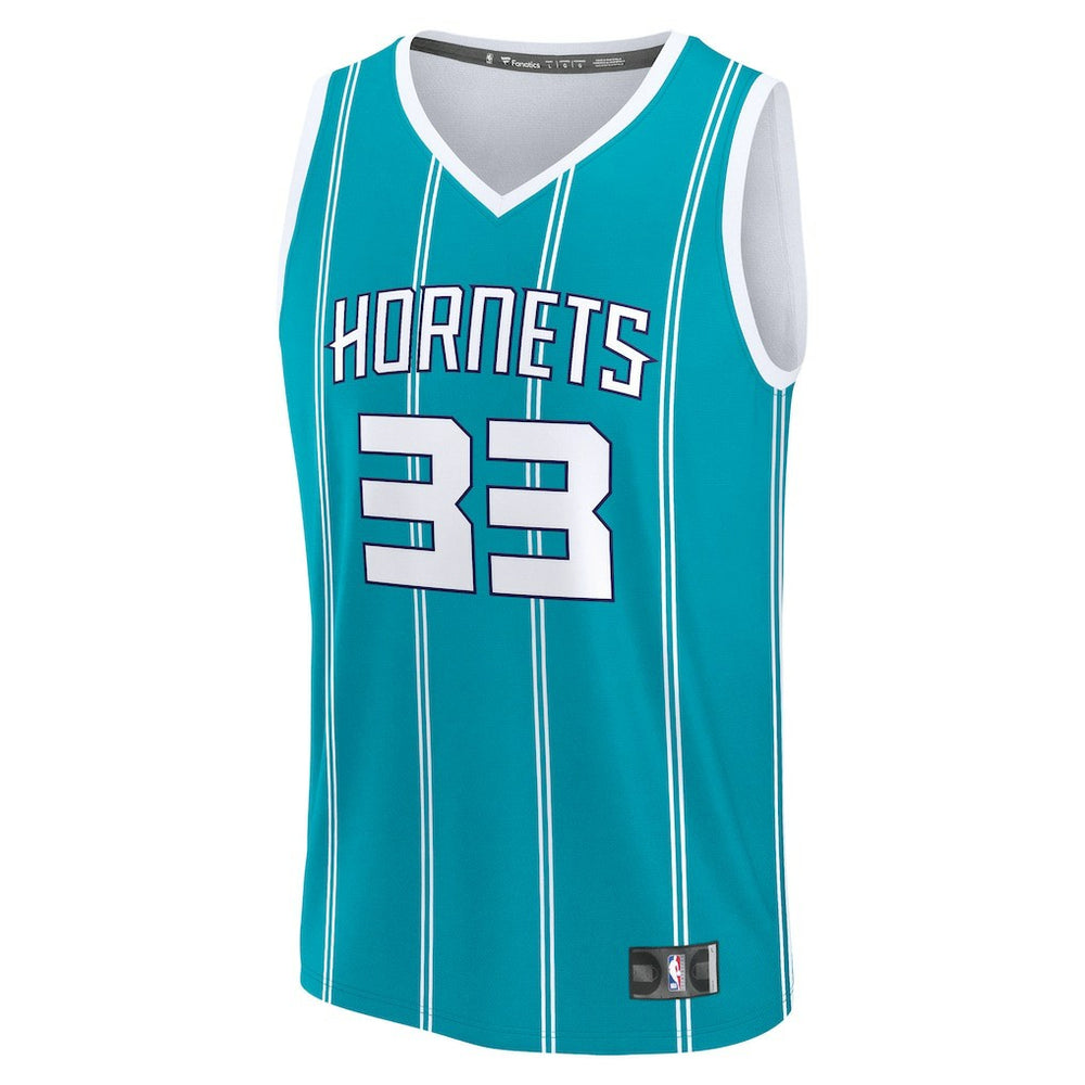 Fanatics - Liam McNeeley Charlotte Hornets Fast Break Replica Jersey - Teal - Icon Edition