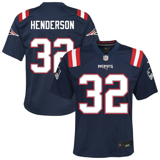 TreVeyon Henderson New England Patriots Youth Team Game Jersey - Navy | NFL Jerseys