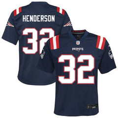 TreVeyon Henderson New England Patriots Youth Team Game Jersey Navy - Nike