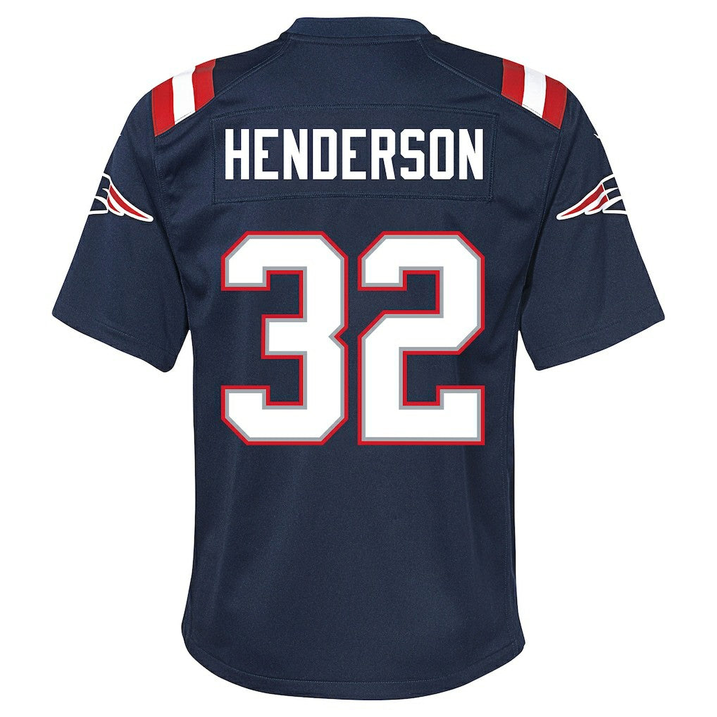 TreVeyon Henderson New England Patriots Youth Team Game Jersey Navy - Nike