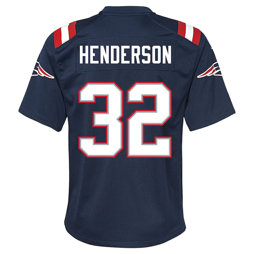 TreVeyon Henderson New England Patriots Youth Team Game Jersey Navy - Nike