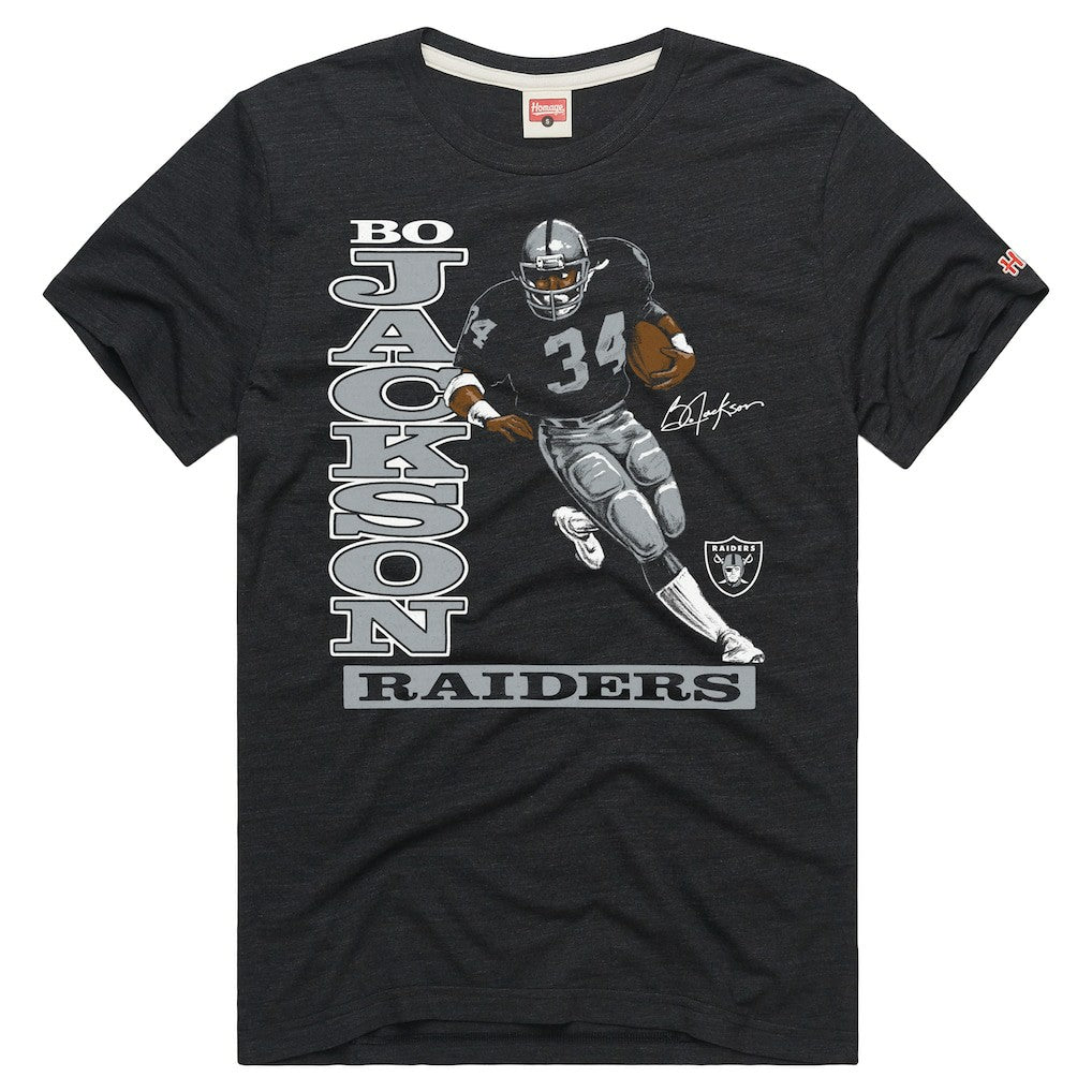 Bo Jackson Las Vegas Raiders Homage Unisex Retired Player Classic Caricature T-Shirt Charcoal - NFL