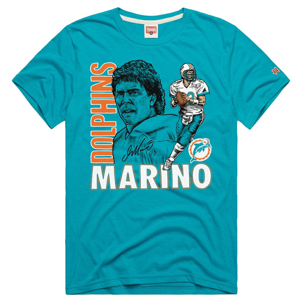 Dan Marino Miami Dolphins Homage Unisex Retired Player Classic Caricature T-Shirt Aqua - NFL