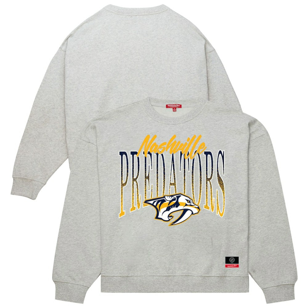Nashville Predators - Mitchell & Ness Women's Hockey Night Sweatshirt Heather Gray