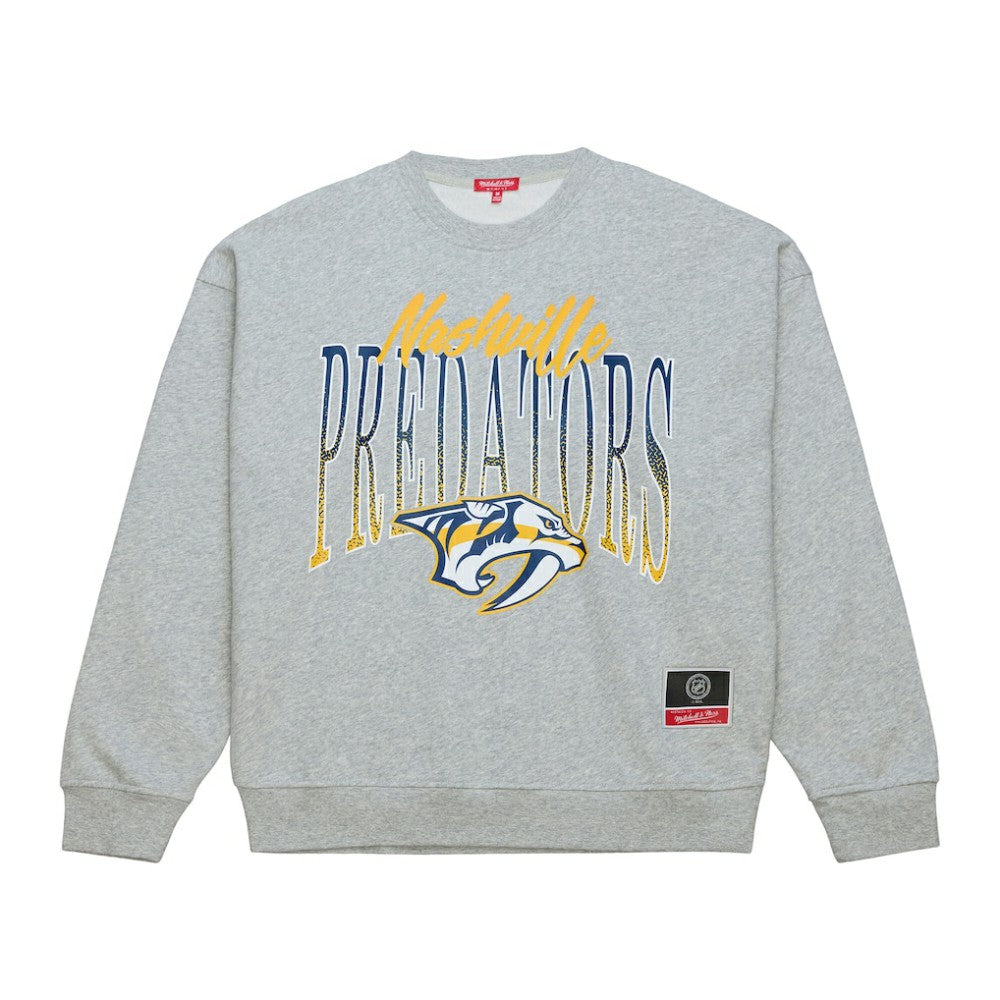 Nashville Predators - Mitchell & Ness Women's Hockey Night Sweatshirt Heather Gray