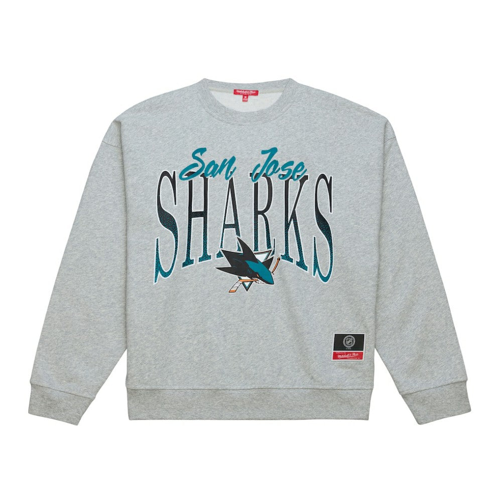 San Jose Sharks - Mitchell & Ness Women's Hockey Night Sweatshirt Heather Gray
