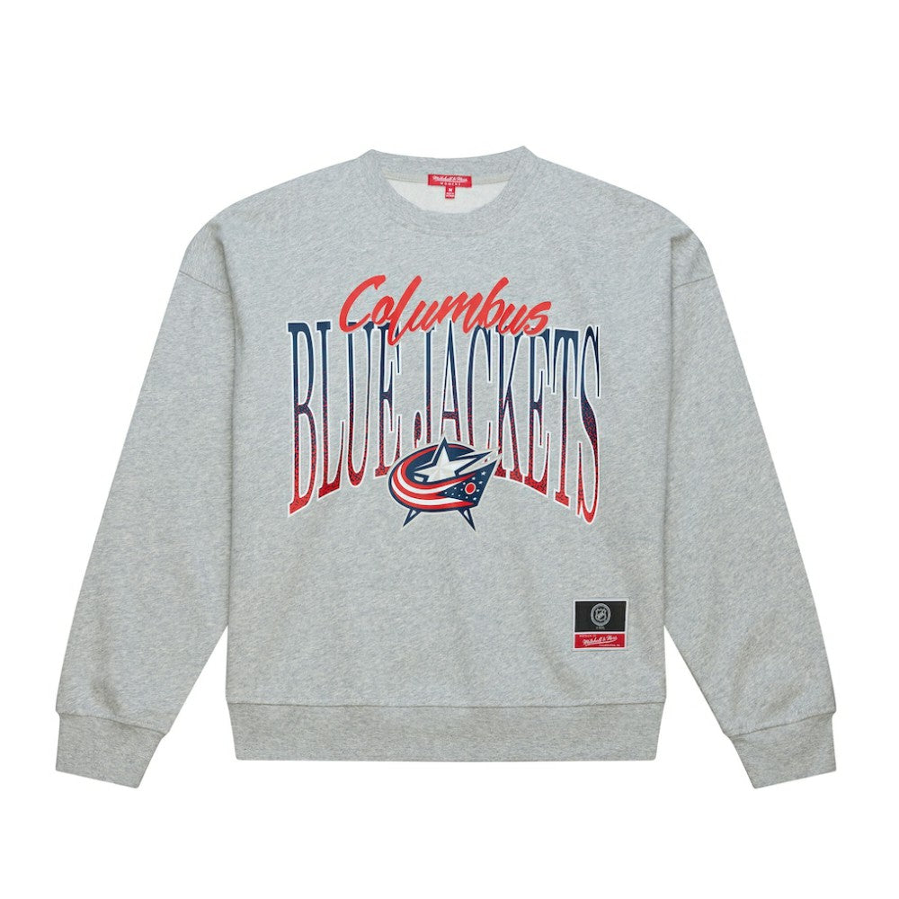 Columbus Blue Jackets - Mitchell & Ness Women's Hockey Night Sweatshirt Heather Gray