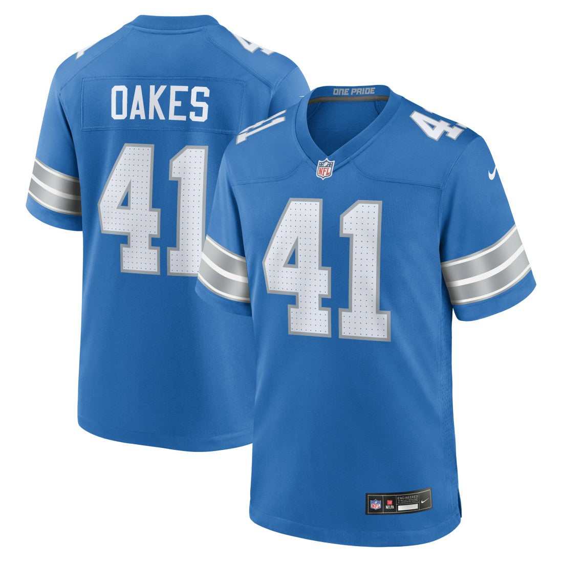 Gunnar Oakes Detroit Lions Team Game Jersey Blue - Nike