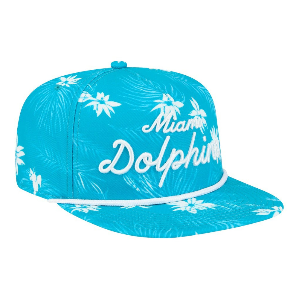 Miami Dolphins New Era Palm Print A-Frame 9FIFTY Snapback Hat Aqua - NFL