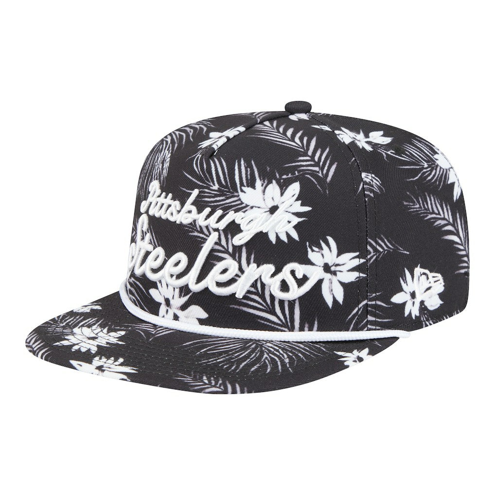 Pittsburgh Steelers New Era Palm Print A-Frame 9FIFTY Snapback Hat Black - NFL
