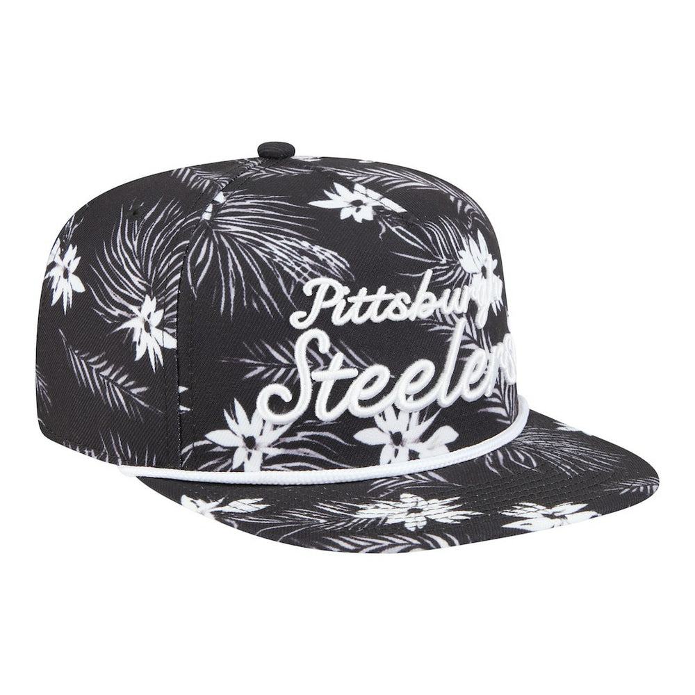 Pittsburgh Steelers New Era Palm Print A-Frame 9FIFTY Snapback Hat Black - NFL