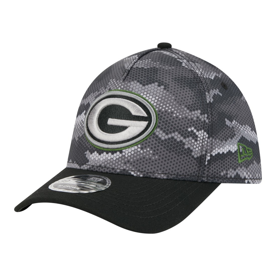 Green Bay Packers New Era Camo A-Frame 39THIRTY Flex Hat Black - NFL