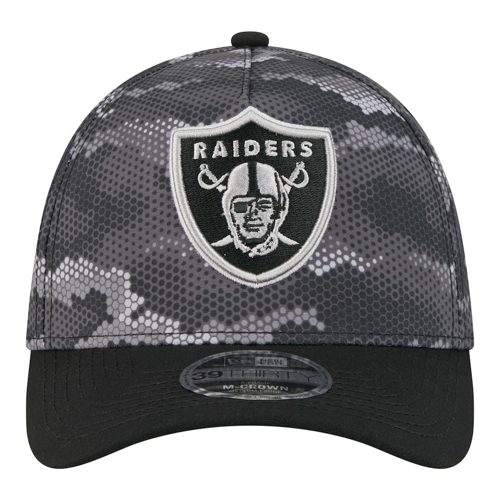 Las Vegas Raiders New Era Camo A-Frame 39THIRTY Flex Hat Black - NFL