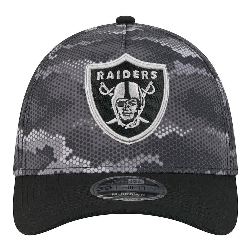 Las Vegas Raiders New Era Camo A-Frame 39THIRTY Flex Hat Black - NFL