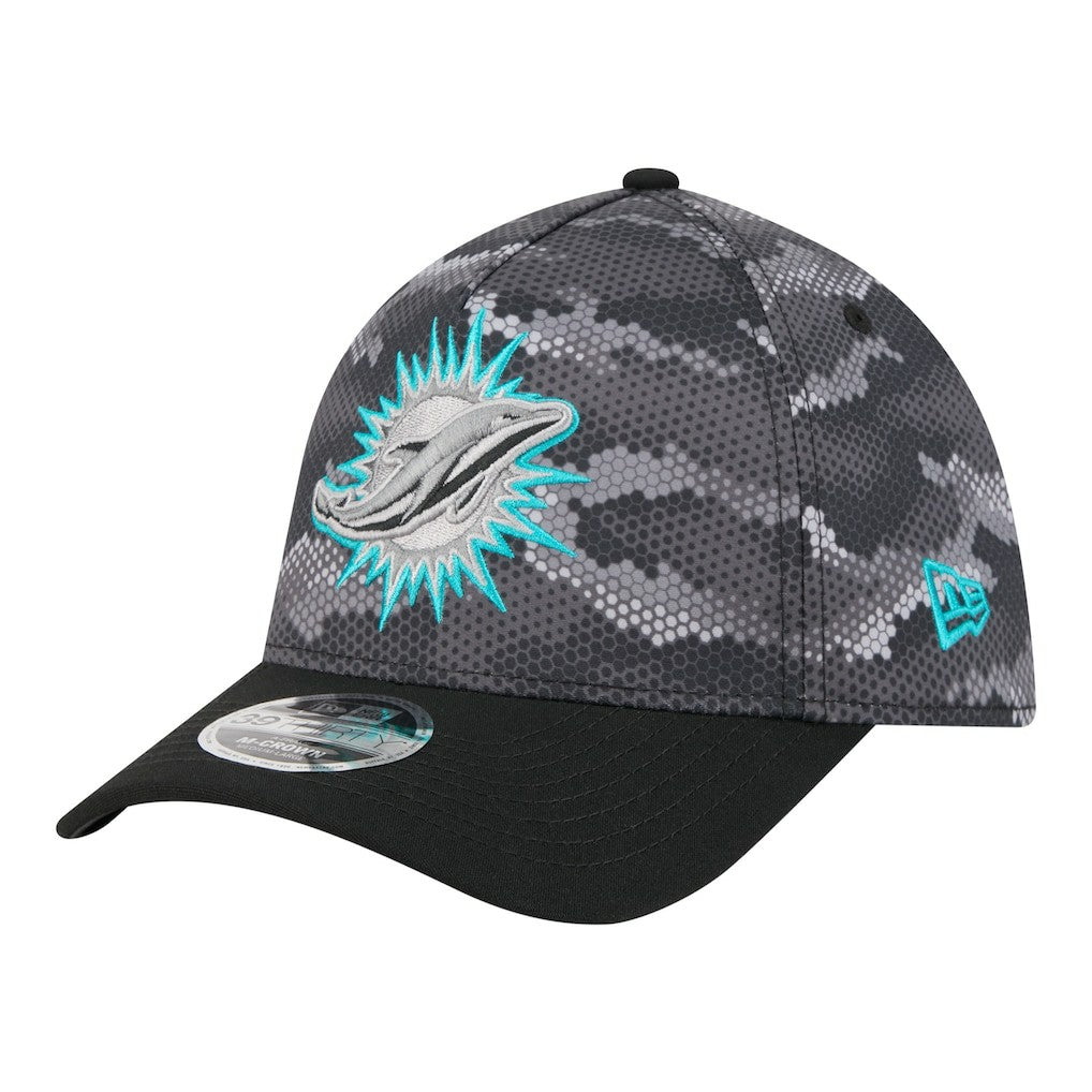 Miami Dolphins New Era Camo A-Frame 39THIRTY Flex Hat Black - NFL
