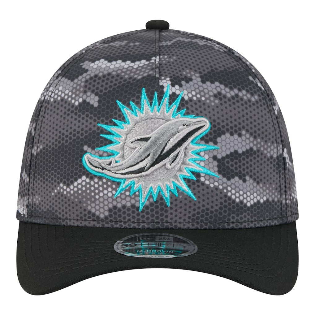 Miami Dolphins New Era Camo A-Frame 39THIRTY Flex Hat Black - NFL