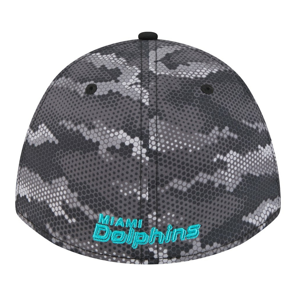 Miami Dolphins New Era Camo A-Frame 39THIRTY Flex Hat Black - NFL