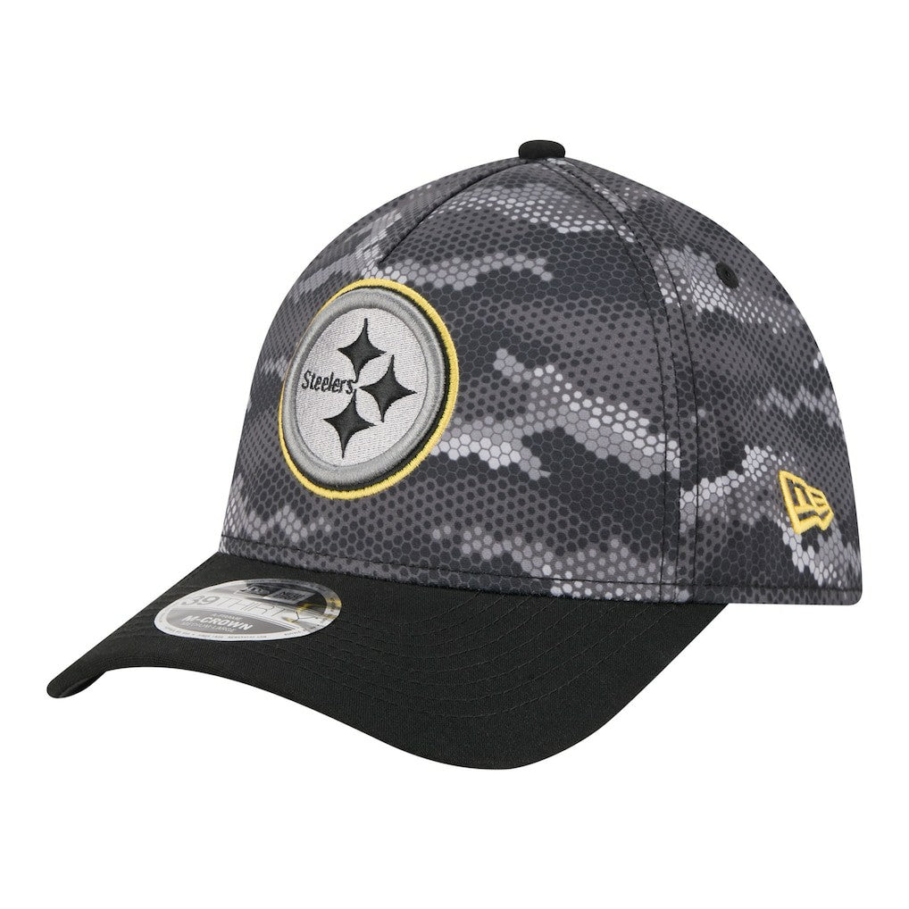 Pittsburgh Steelers New Era Camo A-Frame 39THIRTY Flex Hat Black - NFL