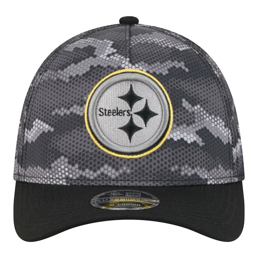Pittsburgh Steelers New Era Camo A-Frame 39THIRTY Flex Hat Black - NFL