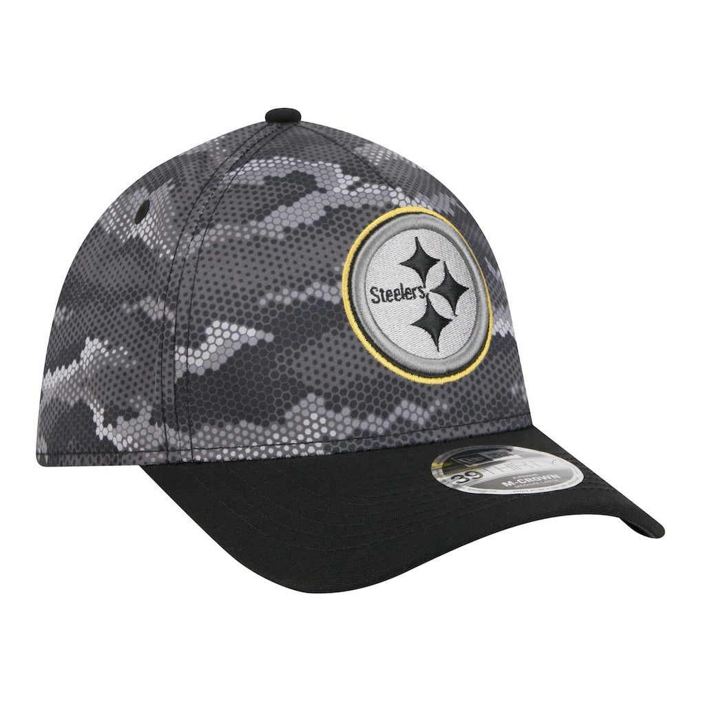 Pittsburgh Steelers New Era Camo A-Frame 39THIRTY Flex Hat Black - NFL