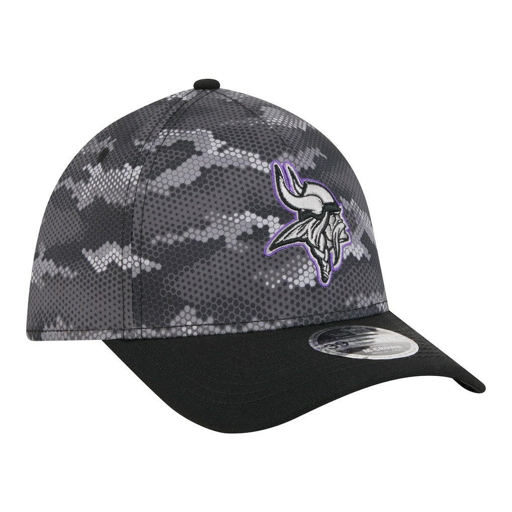 Minnesota Vikings New Era Camo A-Frame 39THIRTY Flex Hat Black - NFL