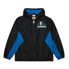 Mitchell & Ness - Minnesota Timberwolves Playmaker Full-Zip Hooded Windbreaker Jacket - Black