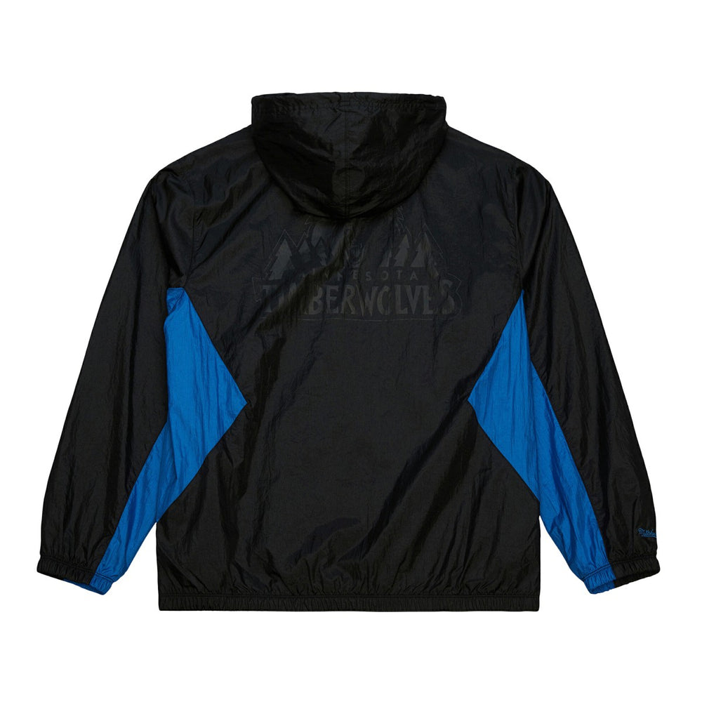 Mitchell & Ness - Minnesota Timberwolves Playmaker Full-Zip Hooded Windbreaker Jacket - Black