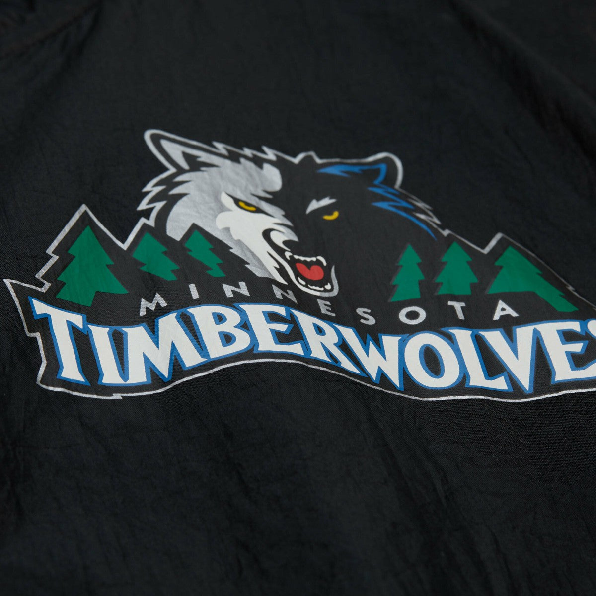 Mitchell & Ness - Minnesota Timberwolves Playmaker Full-Zip Hooded Windbreaker Jacket - Black