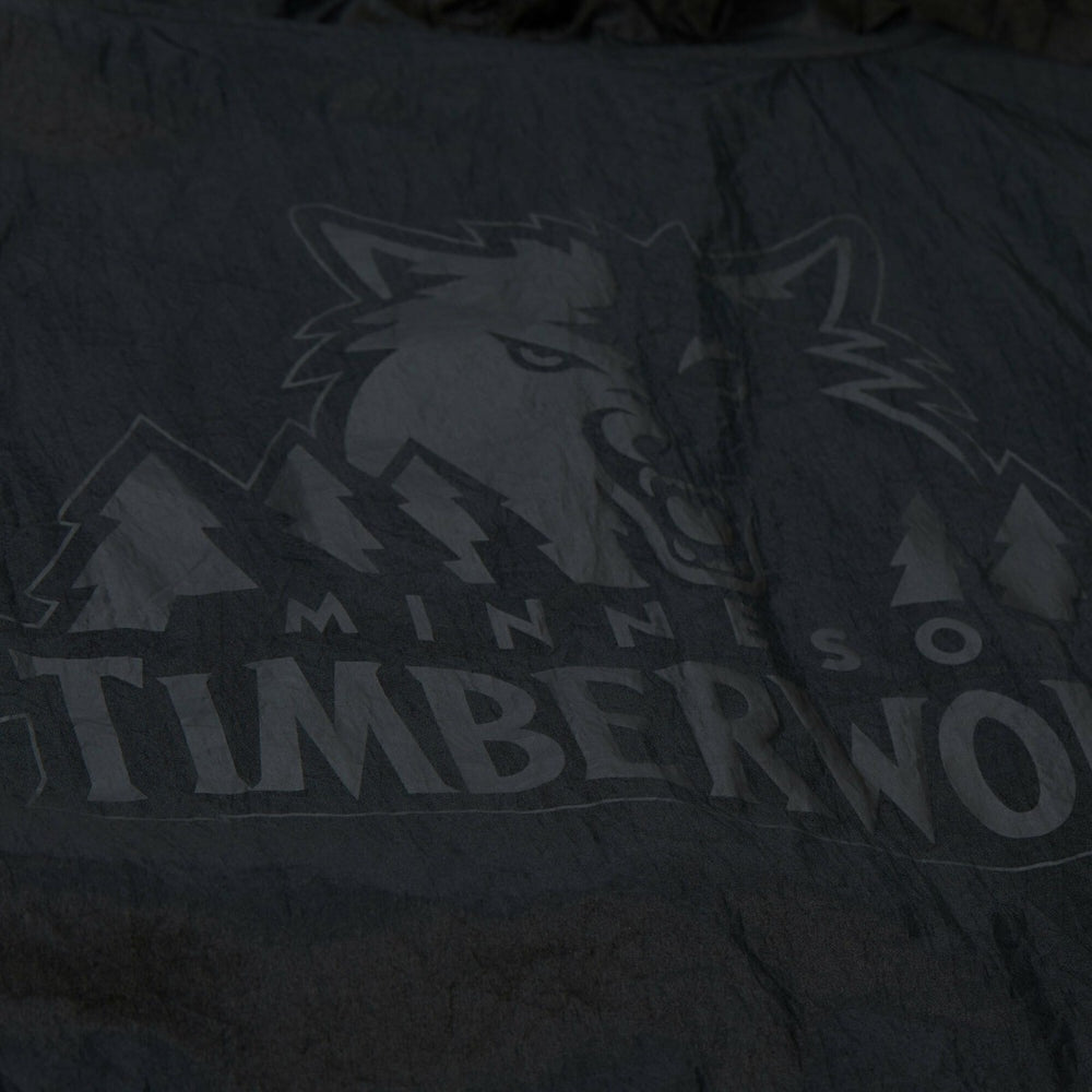 Mitchell & Ness - Minnesota Timberwolves Playmaker Full-Zip Hooded Windbreaker Jacket - Black