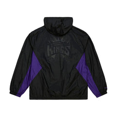 Mitchell & Ness - Sacramento Kings Playmaker Full-Zip Hooded Windbreaker Jacket - Black