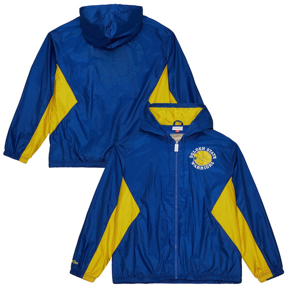 Mitchell & Ness - Golden State Warriors Playmaker Full-Zip Hooded Windbreaker Jacket - Royal