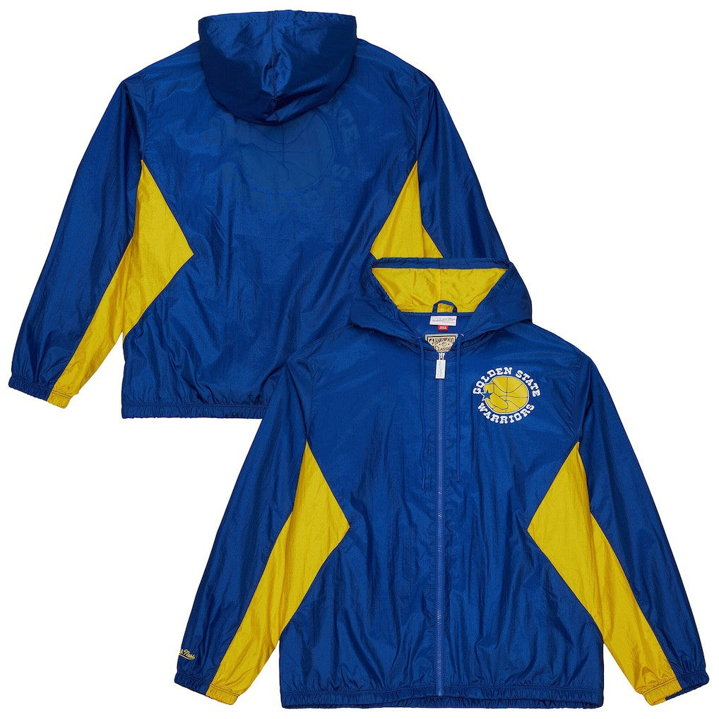 Mitchell & Ness - Golden State Warriors Playmaker Full-Zip Hooded Windbreaker Jacket - Royal