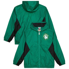 Mitchell & Ness - Boston Celtics Playmaker Full-Zip Hooded Windbreaker Jacket - Kelly Green