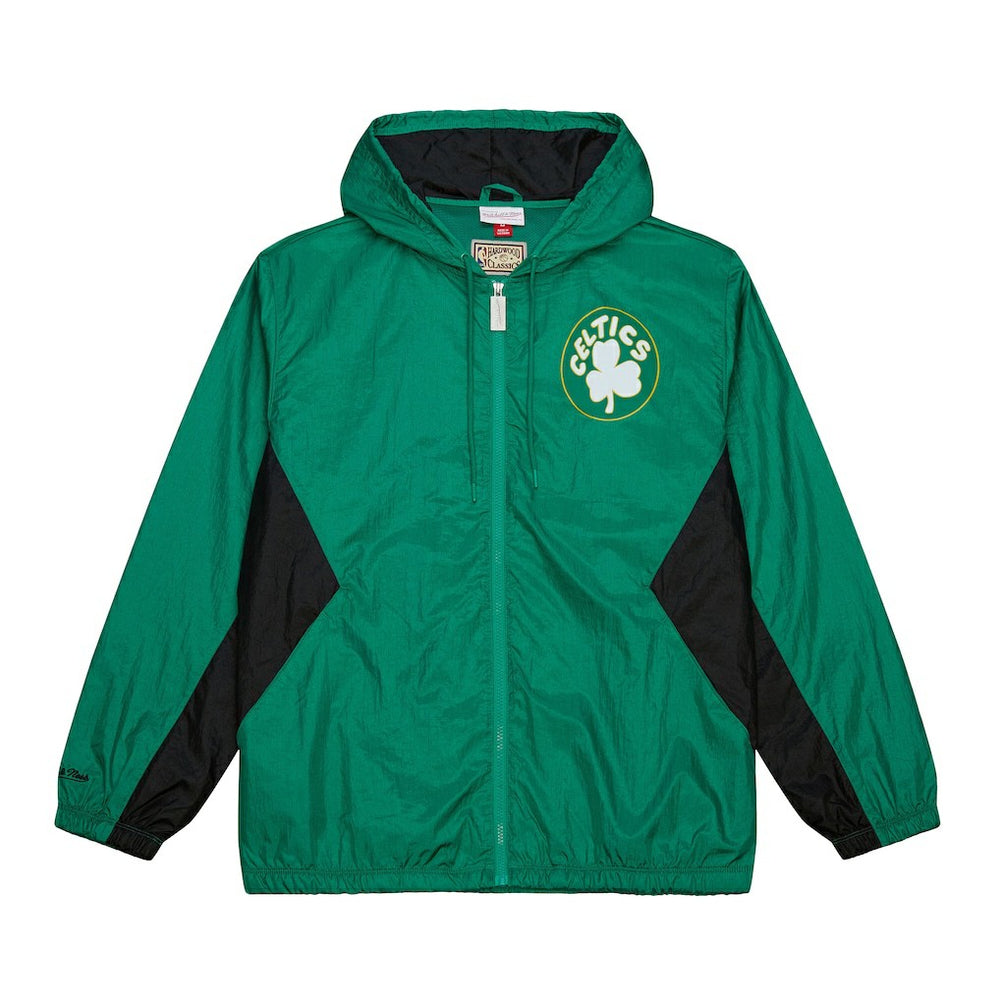 Mitchell & Ness - Boston Celtics Playmaker Full-Zip Hooded Windbreaker Jacket - Kelly Green