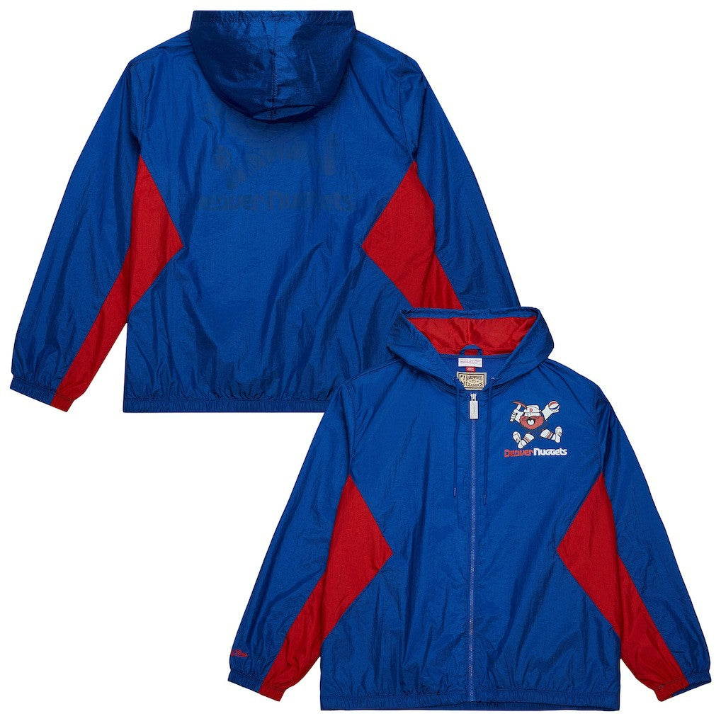 Mitchell & Ness - Denver Nuggets Playmaker Full-Zip Hooded Windbreaker Jacket - Blue