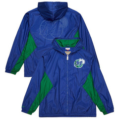 Mitchell & Ness - Dallas Mavericks Playmaker Full-Zip Hooded Windbreaker Jacket - Blue